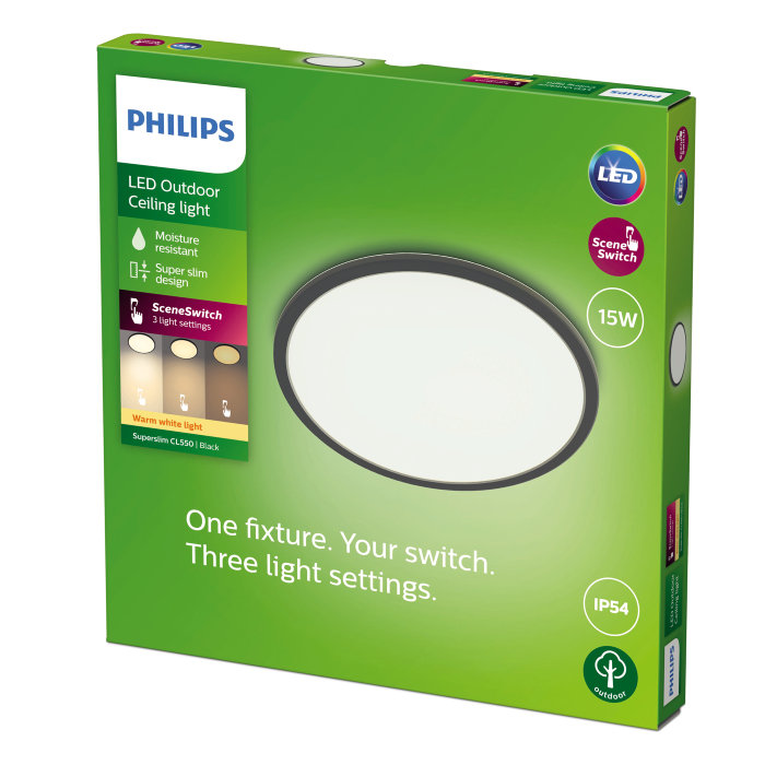 Plafond SceneSwitch LED Svart 15W Philips